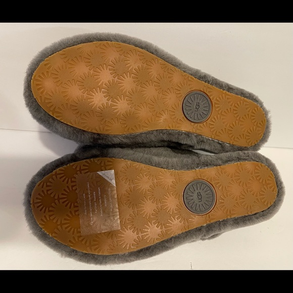 UGG Fluff Yeah Fur Slides Grey Slippers 7 - Picture 8 of 10